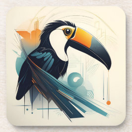 Art Deco Toucan Bird Hard Plastic Untersetzer Set