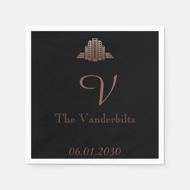 Art Deco Tower Wedding Serviette (Vorderseite)