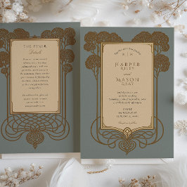 Art Deco Tree & Scrollwork Hochzeit Einladung