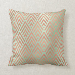 Art Deco Triangle Geometrie Mint Grüne Rose Diaman Kissen