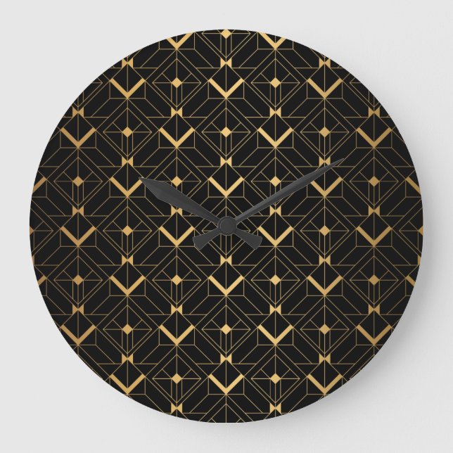 Art Deco Triangle: Luxuriöses Muster. Große Wanduhr (Vorderseite)