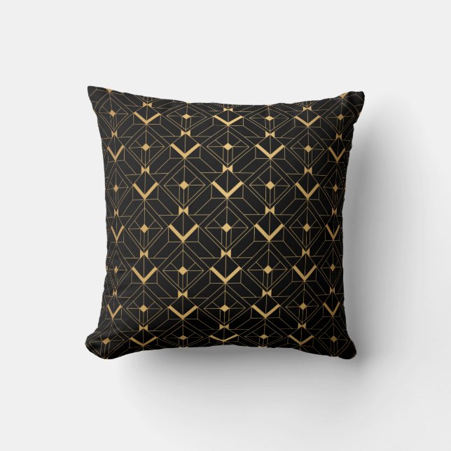 Art Deco Triangle: Luxuriöses Muster. Kissen (Vorderseite)