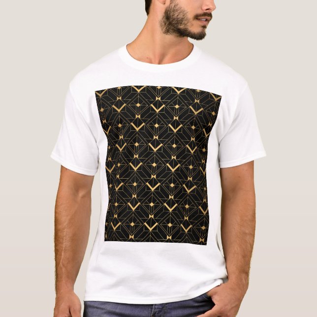 Art Deco Triangle: Luxuriöses Muster. T-Shirt (Vorderseite)