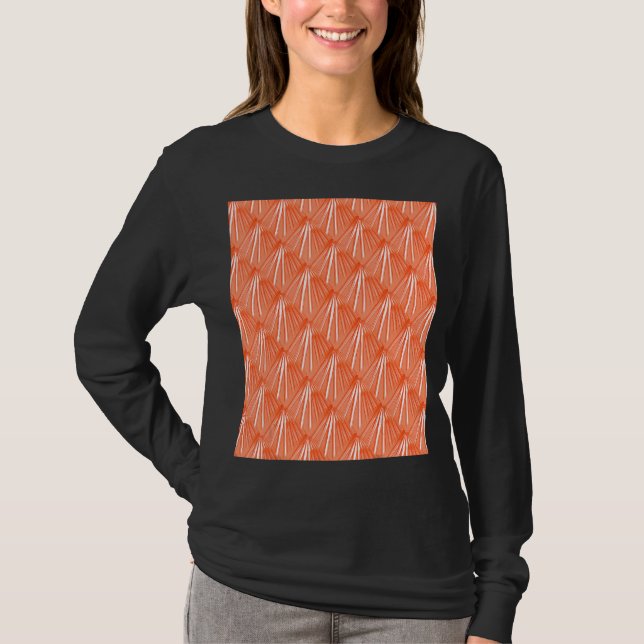 Art Deco Tropical Beach Palm Vector Orang T-Shirt (Vorderseite)