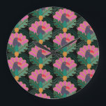 Art Deco Tropical Toucans & Pineapes Große Wanduhr<br><div class="desc">Behalt Zeit im tropischen Stil mit dieser exotischen Toucan und Ananas gemusterte Uhr - ideal für helle,  kühne Innenräume.</div>