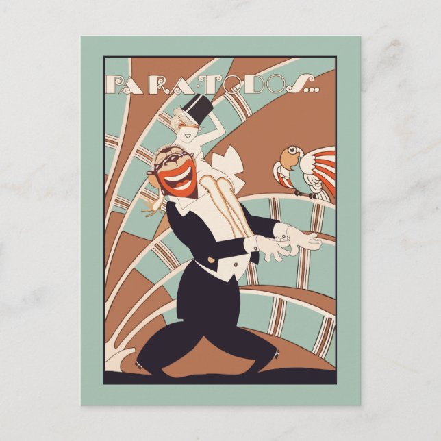 Art Deco tropisches oder lateinisches Party Einladungspostkarte (Vorderseite)