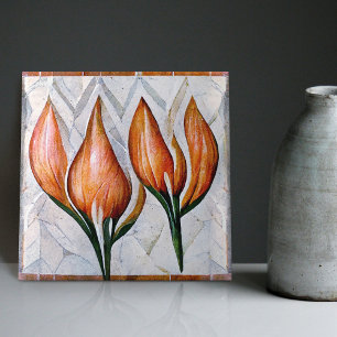 Art Deco Tulip Floral Wall Decor Art Nouveau Ceram Fliese