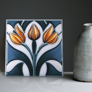 Art Deco Tulip Floral Wall Decor Art Nouveau Fliese
