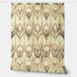 Art Deco Tulip Gold Sepia Pattern Tapete
