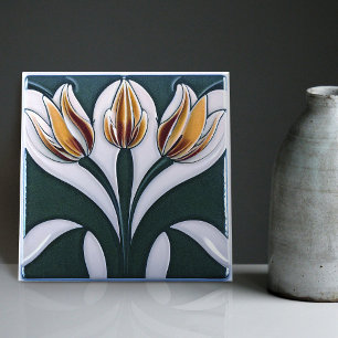 Art Deco Tulpe Florale Wanddekoration Art Nouveau Fliese
