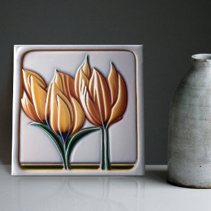 Art Deco Tulpe Florale Wanddekoration Art Nouveau Fliese