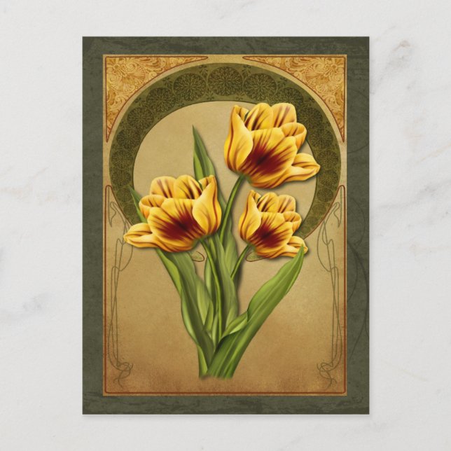 Art Deco Tulpen Postkarte (Vorderseite)