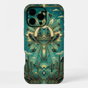 Art Deco Türkis & Gold iPhone 16 Pro Max Hülle