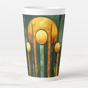 Art Deco Türkis Green Gold Sun Milchtasse