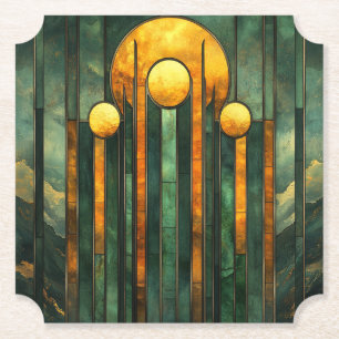 Art Deco Türkis Green Gold Sun Untersetzer