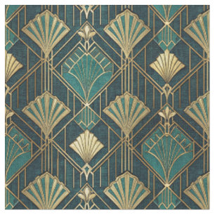 Art Deco Türkis und Gold geometrisches abstraktes Stoff