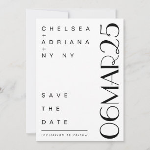 Art Deco Typografie Moderne Schwarz-weiß Save The Date