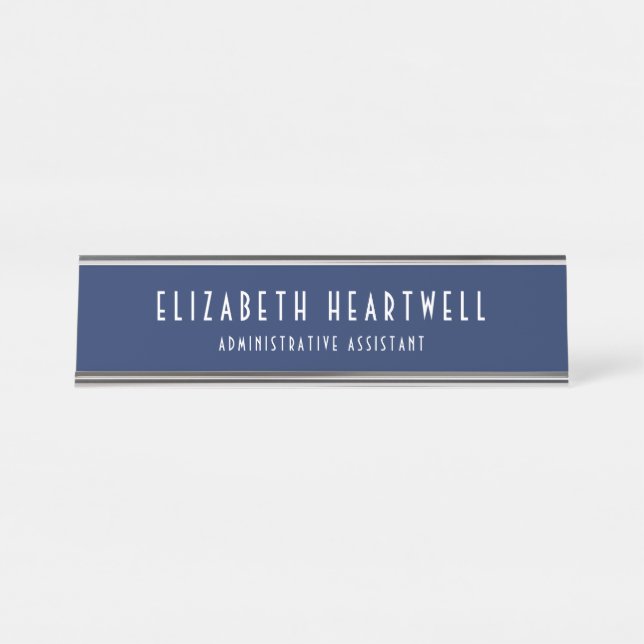 Art Deco Typografie Navy Blue Title Schreibtischnamensplakette (Vorderseite )