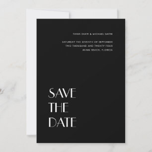 Art Deco Typografy Schwarz-weiß Wedding Save The Date