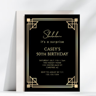 Art Deco Überraschung zum 50. Geburtstag Einladung