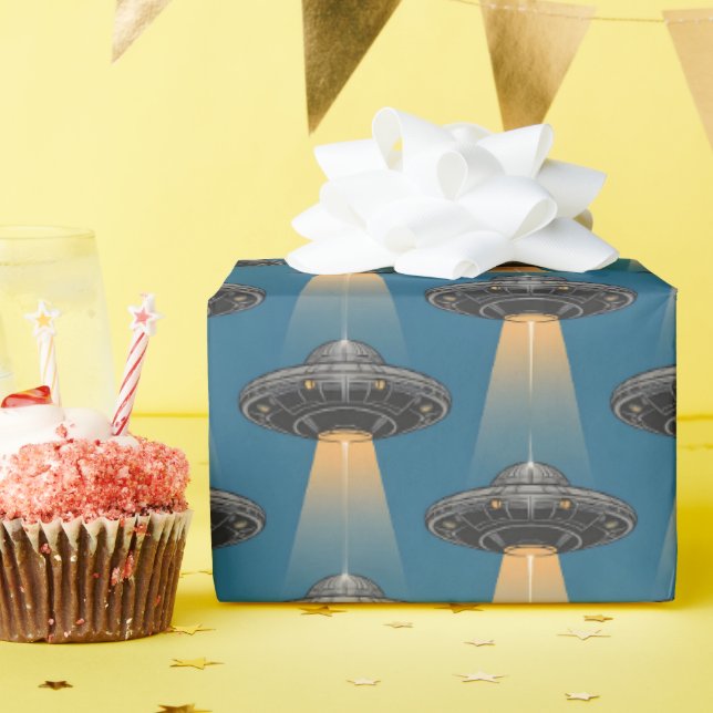 Art Deco UFO Wrapping Paper Geschenkpapier (Geburtstagsparty)
