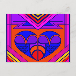 Art Deco Valentinsherz Feiertagspostkarte