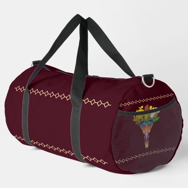 Art Deco Vase with Golden Flowers Duffle Bag (Rechte Ecke)