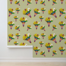 Art Deco Vase with Golden Flowers