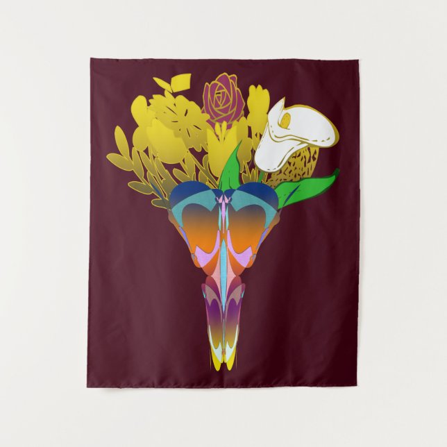 Art Deco Vase with Golden Flowers Wandteppich (Vorderseite)