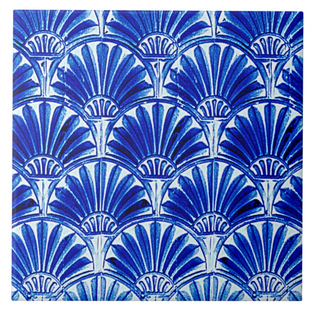ART DECO VENTILATOREN BLAU FLIESE (Vorderseite)