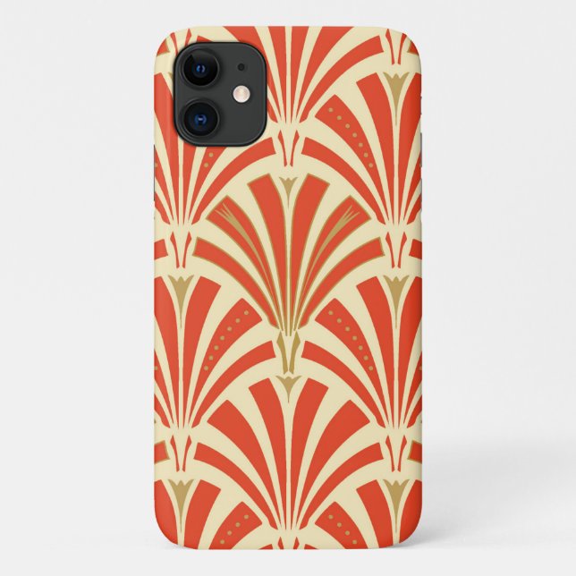 Art Deco Ventilatormuster - Mandarine orange Case-Mate iPhone Hülle (Rückseite)