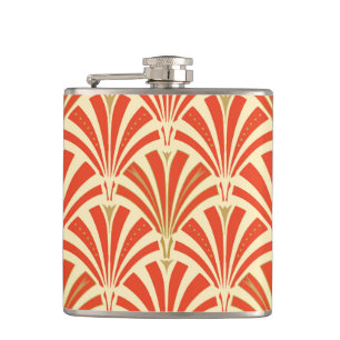 Art Deco Ventilatormuster - Mandarine orange Flachmann