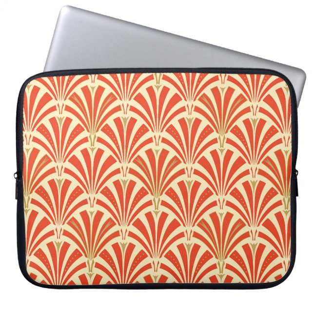 Art Deco Ventilatormuster - Mandarine orange Laptopschutzhülle (Vorderseite)