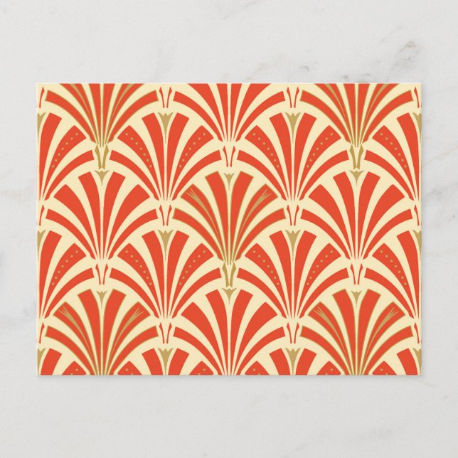 Art Deco Ventilatormuster - Mandarine orange Postkarte (Vorderseite)