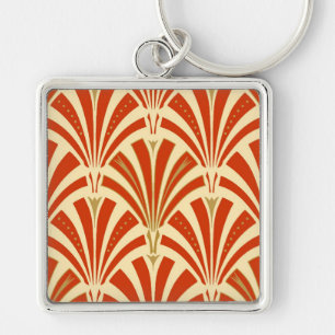 Art Deco Ventilatormuster - Mandarine orange Schlüsselanhänger