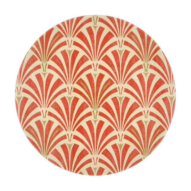 Art Deco Ventilatormuster - Mandarine orange Schneidebrett (Vorderseite)
