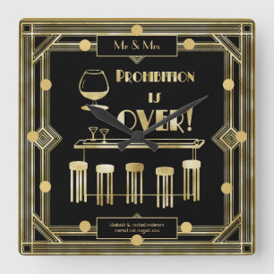 Art-Deco-Verbot ist über die 1920er Jahre Schwarze Quadratische Wanduhr