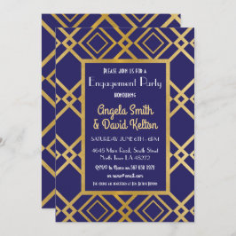 Art Deco Verlobung Einladung zur Marine Gold