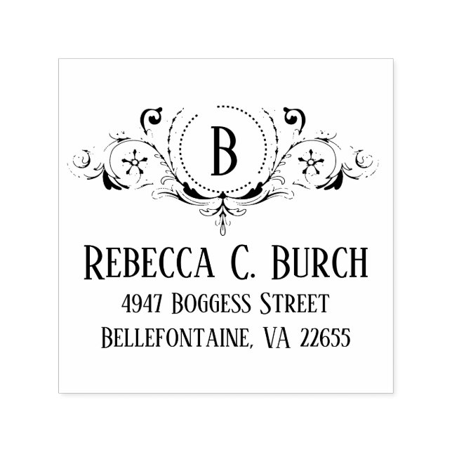 Art Deco Verziert Decorative Wirbel Rücksendeadres Permastempel (Design)