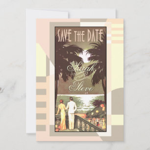 Art Deco Vintag Beach Save the Date erröten