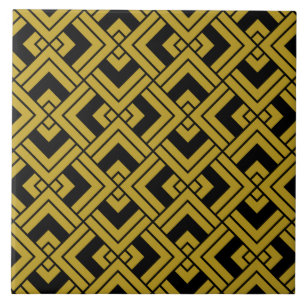 Art Deco Vintag Black and Gold Abstrakt Geometric Fliese