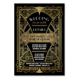 Art Deco Vintag Black Wedding Beilagen Karten
