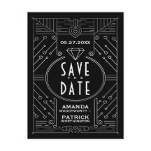 Art Deco Vintag Black Wedding speichert die Datums