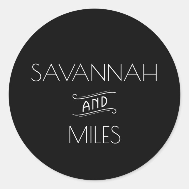 Art Deco Vintag Black & White Runder Aufkleber (Vorderseite)