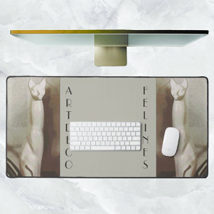 Art Deco Vintag Felines Grau Taupe Schreibtischunterlage