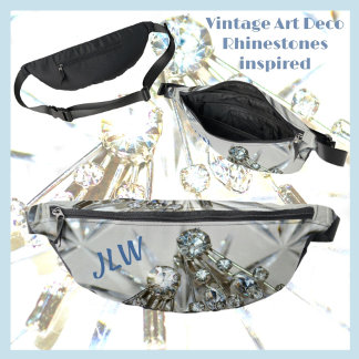 Art Deco Vintag Rhinestones Silvery Gray Bauchtasche