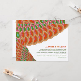 Art Deco Vintag Scallop Fan Boho Asian Wedding Einladung