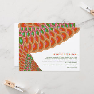 Art Deco Vintag Scallop Fan Boho Asian Wedding Einladung