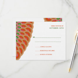 Art Deco Vintag Scallop Fan Boho Asian Wedding RSVP Karte