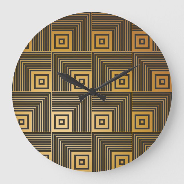 Art Deco Vintag Wallpaper Muster Große Wanduhr (Vorderseite)